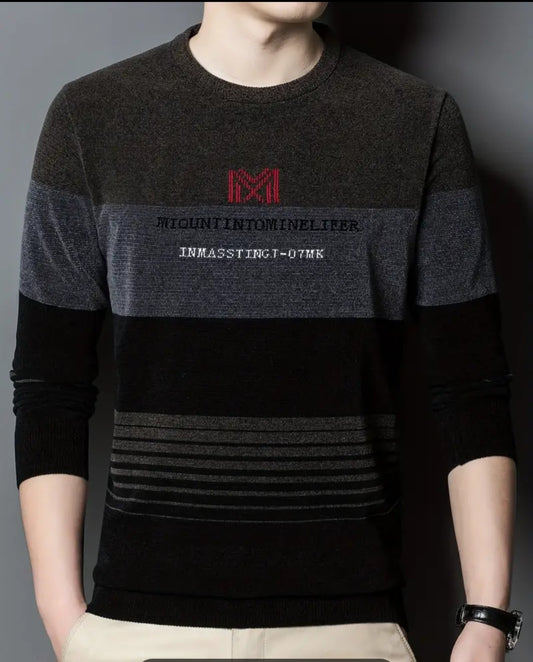 Men's Knitted Casual Warm High Stretch Crew Neck T-Shirt